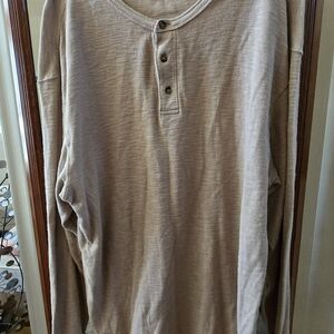 Men's Neutral Tan Long Sleeve Henley Shirt